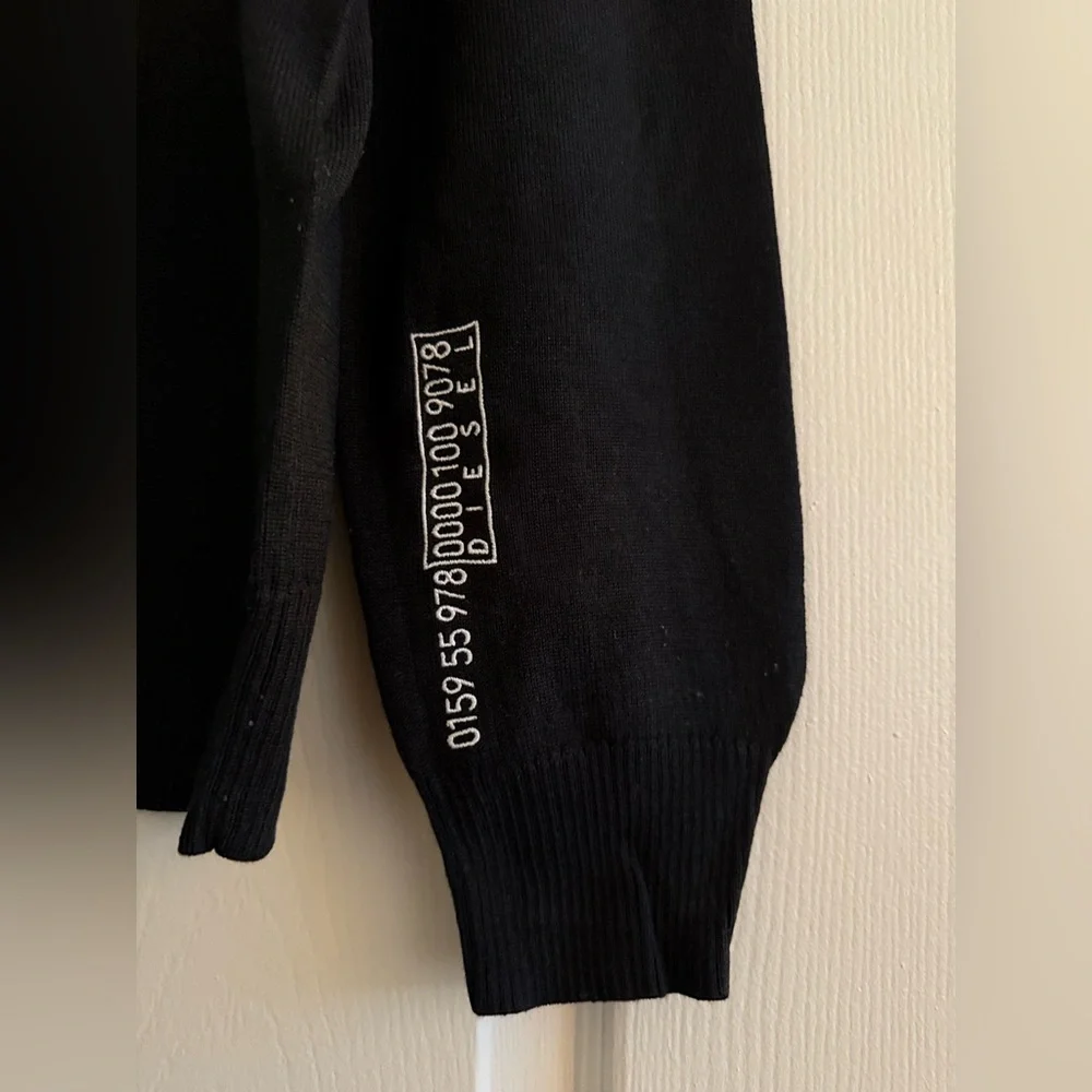 Diesel Sweater - Black with Yellow Fluorescent Stripe - Picture 4 of 5